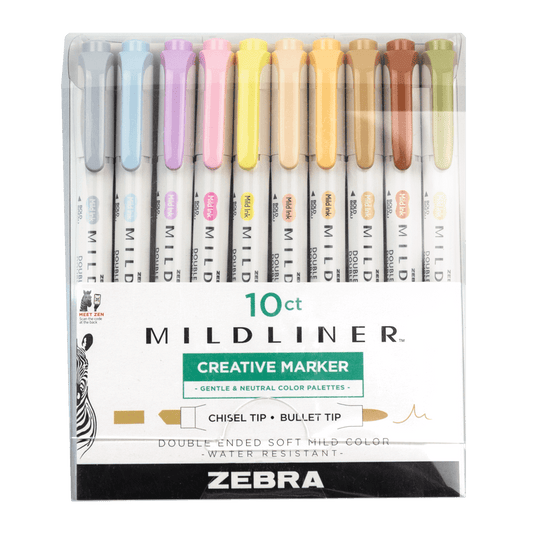 Zebra Double Ended Mildliner Markers - Assorted 10-Pack neutral