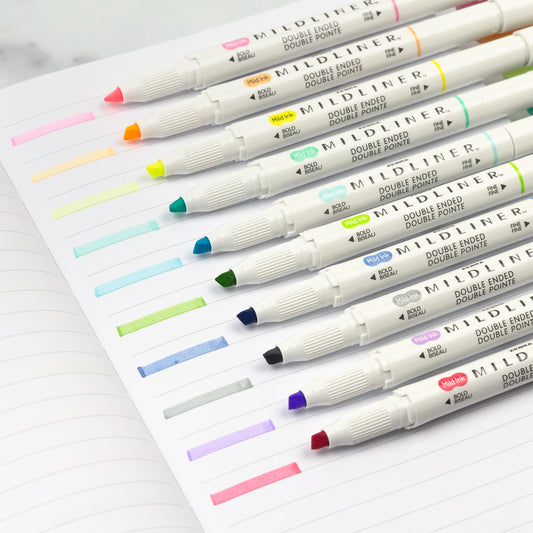 Zebra Double Ended Mildliner Markers - Assorted 10-Pack